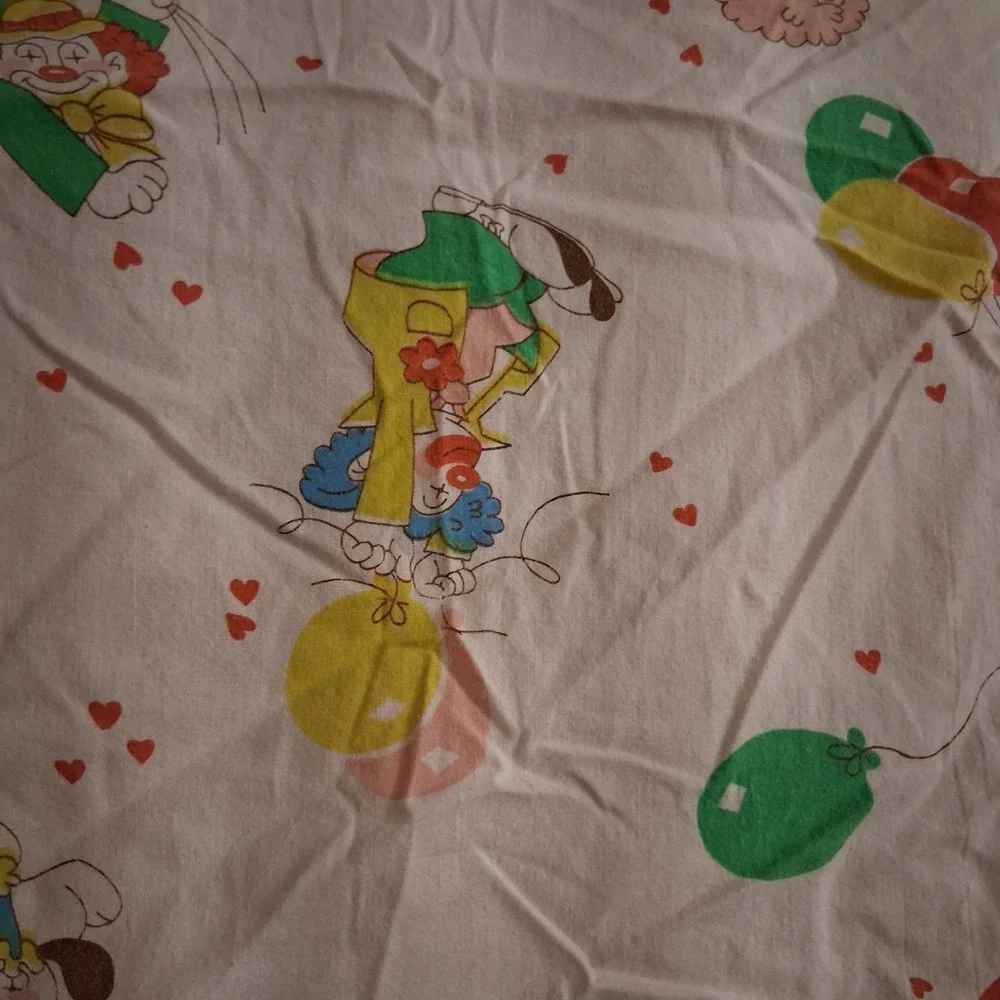 Vintage 80s Rainbow Whimsical Clown Circus Crib Sheet 1985 Kendall‎ Co.